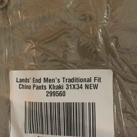 NWT LANDS' END MEN'S TRADITIONAL FIT CHINO PANTS KHAKI 31X34 NO IRON - Picture 5 of 9